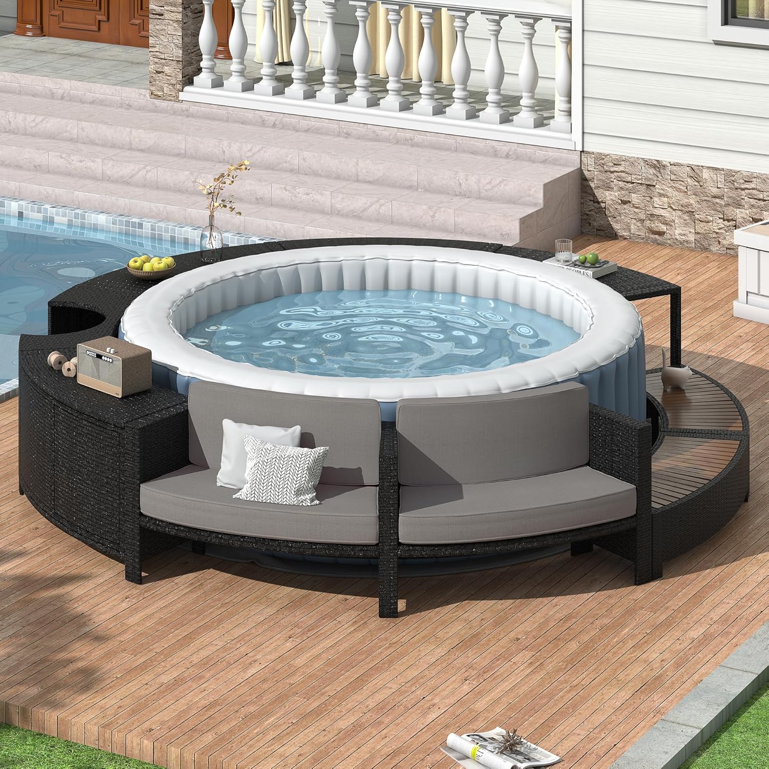 Outdoor Furniture With Storage For Cushions - Rattan Patio Sofa Set with Storage