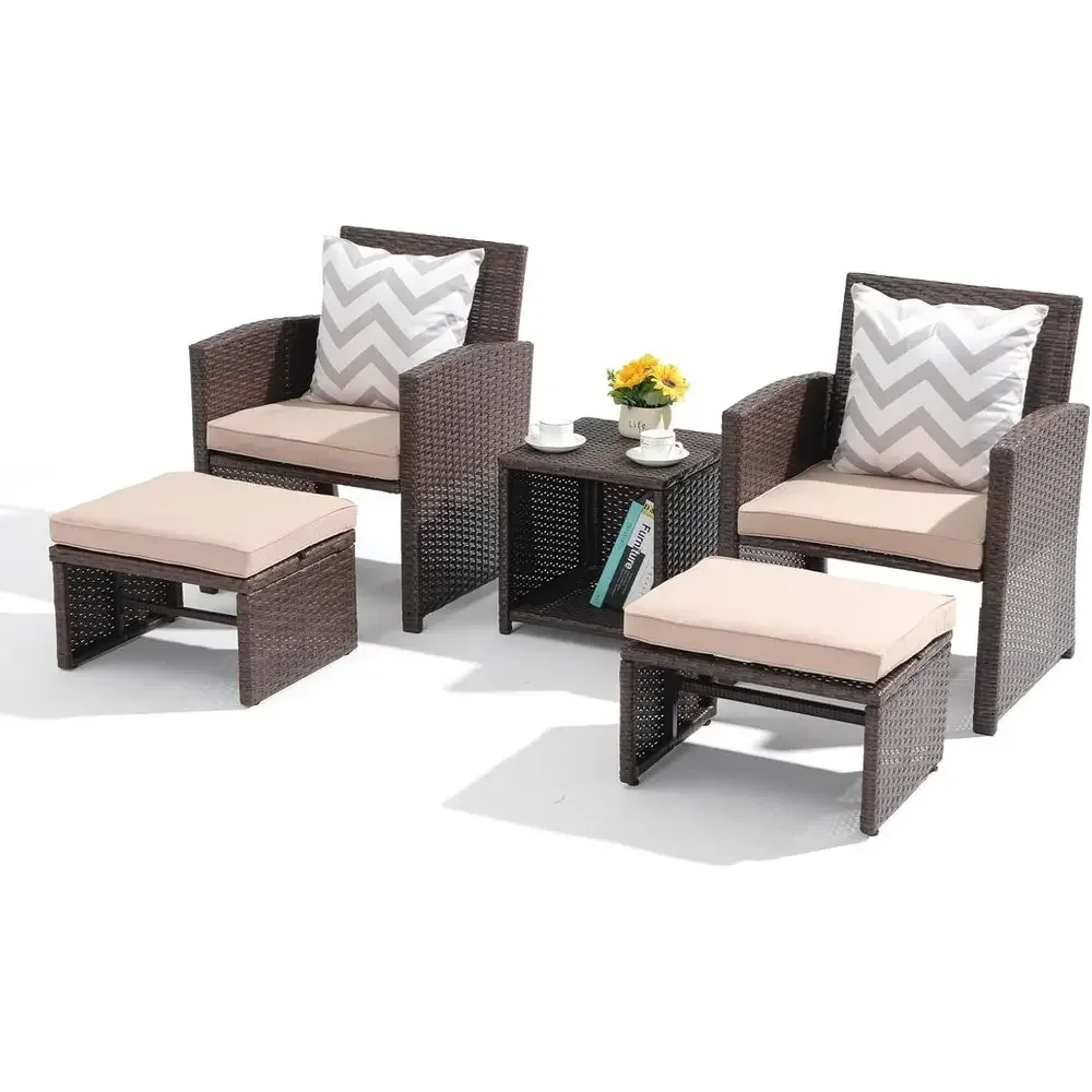 Outdoor Furniture With Storage For Cushions - 5-Piece Outdoor Patio Furniture Set with
