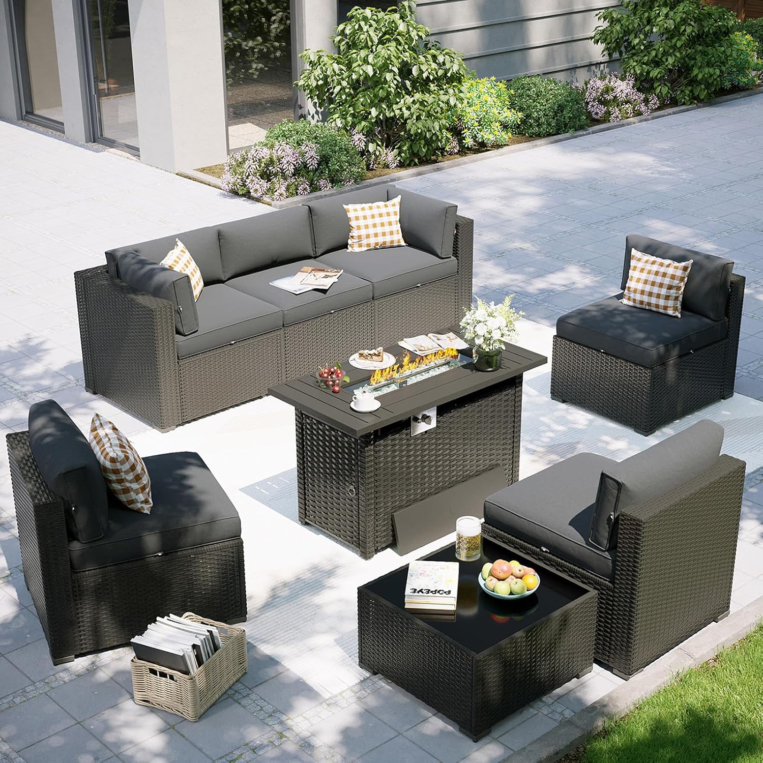 Outdoor Furniture Fire Pit Set - Patio Furniture Set with Fire Pit