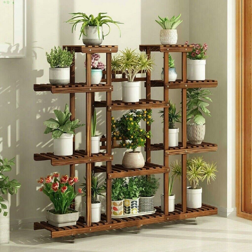 Outdoor Furniture On Sale - Wooden Plant Shelf Flower Pot Stand