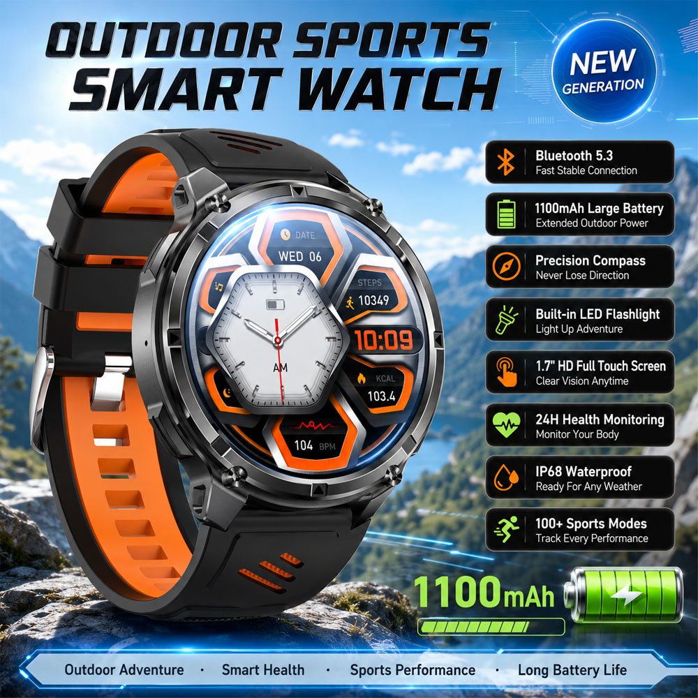 Outdoor Rug Waterproof - YAOCX AMOLED Smartwatch Men 1100mAh Sports