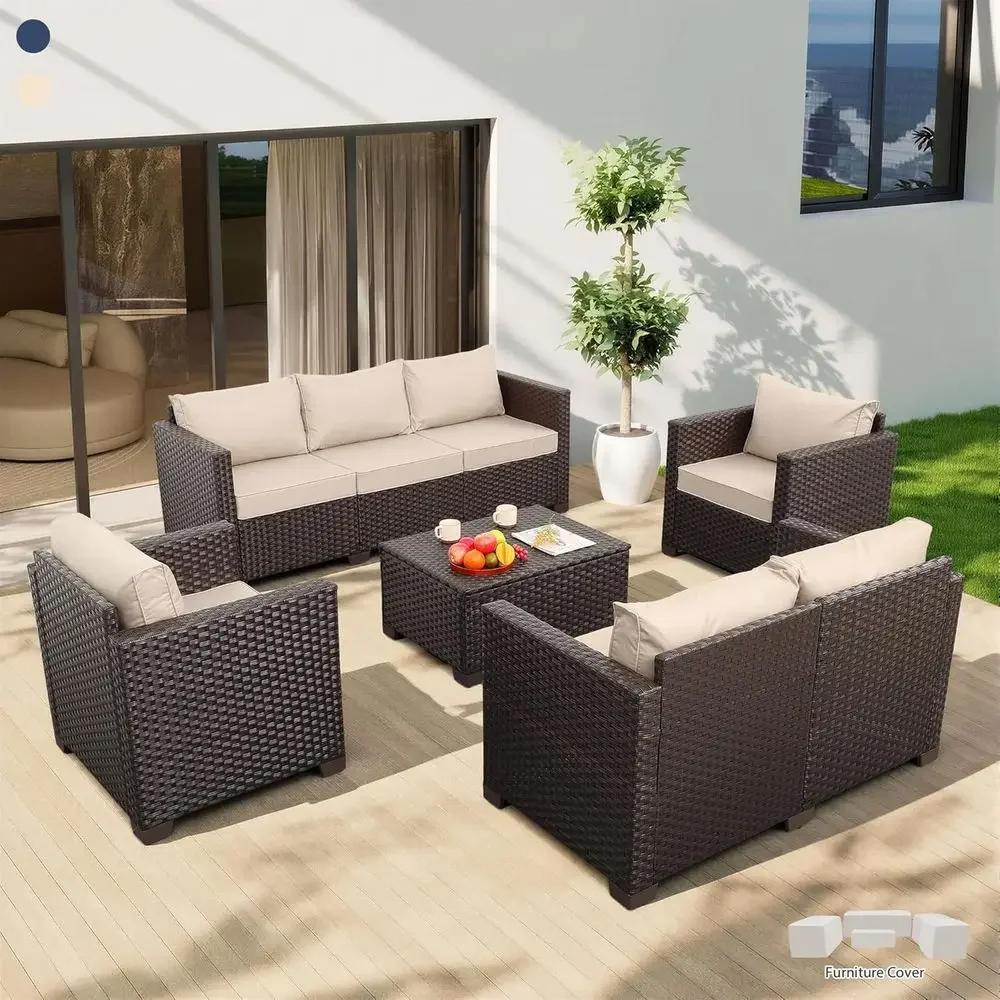 Outdoor Furniture With Storage For Cushions - 5-Piece Patio Furniture Set with Storage,