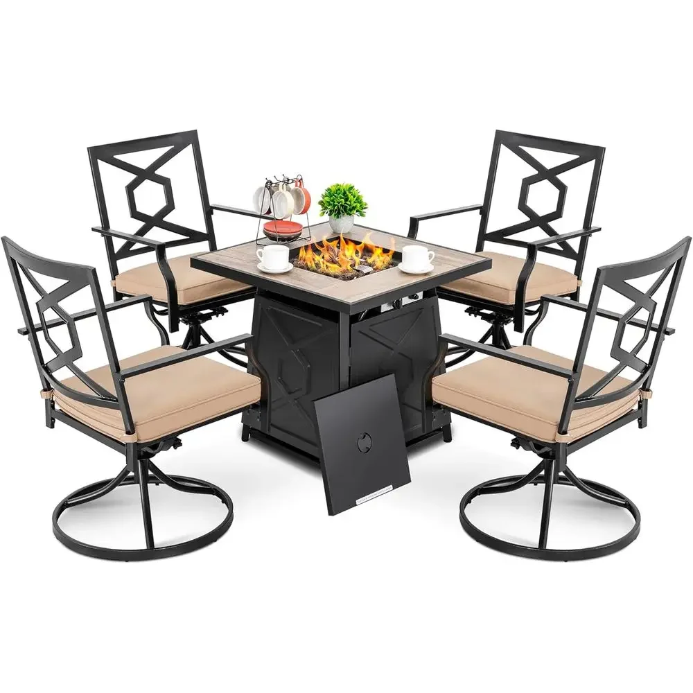 Outdoor Furniture Fire Pit Set - 5-Piece Outdoor Patio Furniture Set with