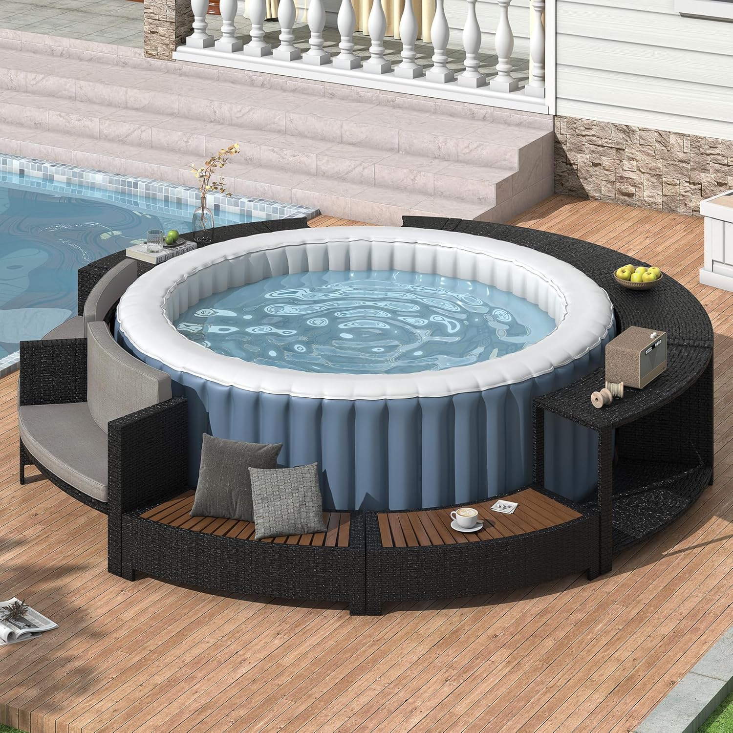 Rattan Patio Sofa Set with Sto - Outdoor Furniture With Storage For Cushions ulasan dan harga
