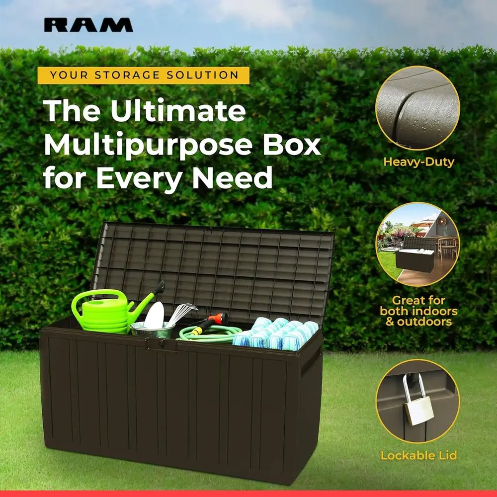 71 Gallon Brown Outdoor Storag - Outdoor Furniture With Storage For Cushions ulasan dan harga