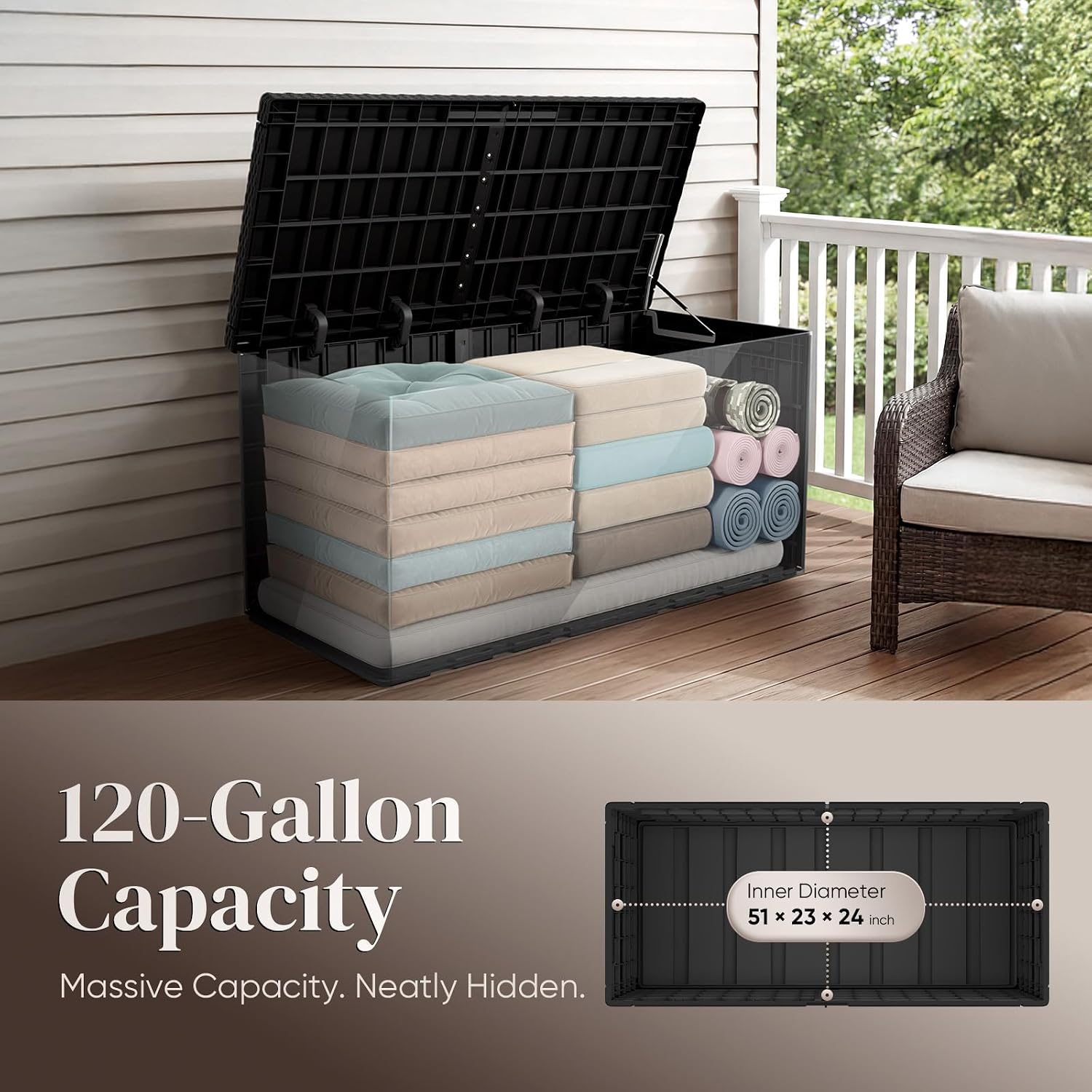 120 Gallon Large Outdoor Stora - Outdoor Furniture Cushion ulasan dan harga