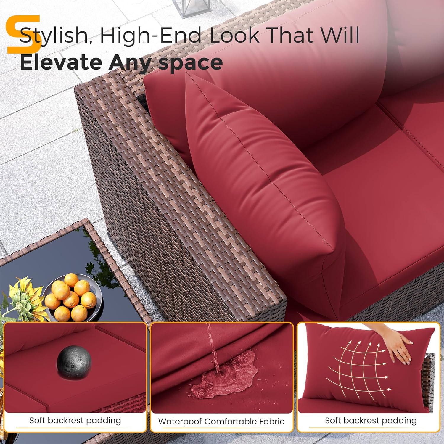 8pc All-Weather Wicker Section - Outdoor Furniture Fire Pit Set ulasan dan harga