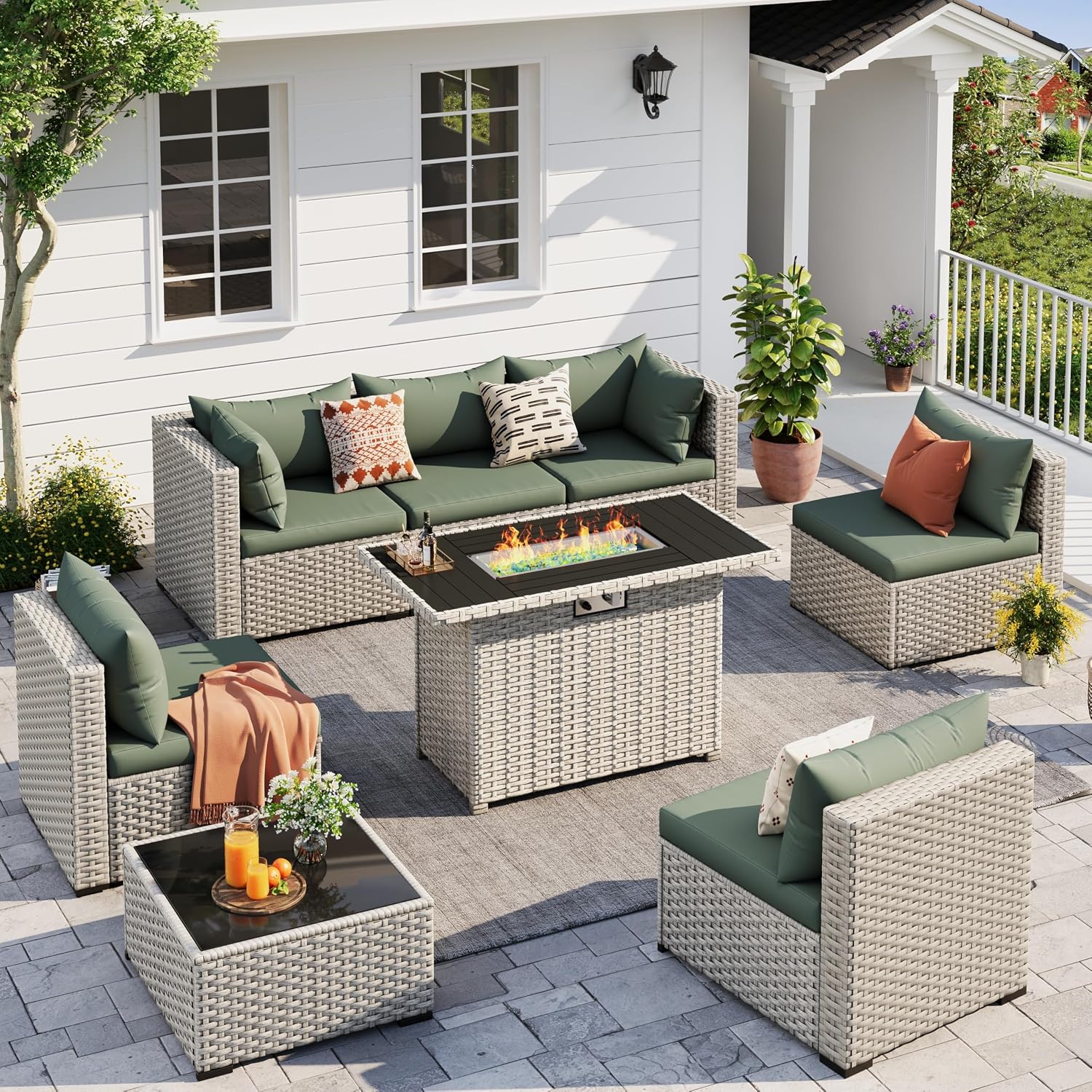 8-Seat Outdoor Sectional Sofa  - Outdoor Furniture Fire Pit Set ulasan dan harga