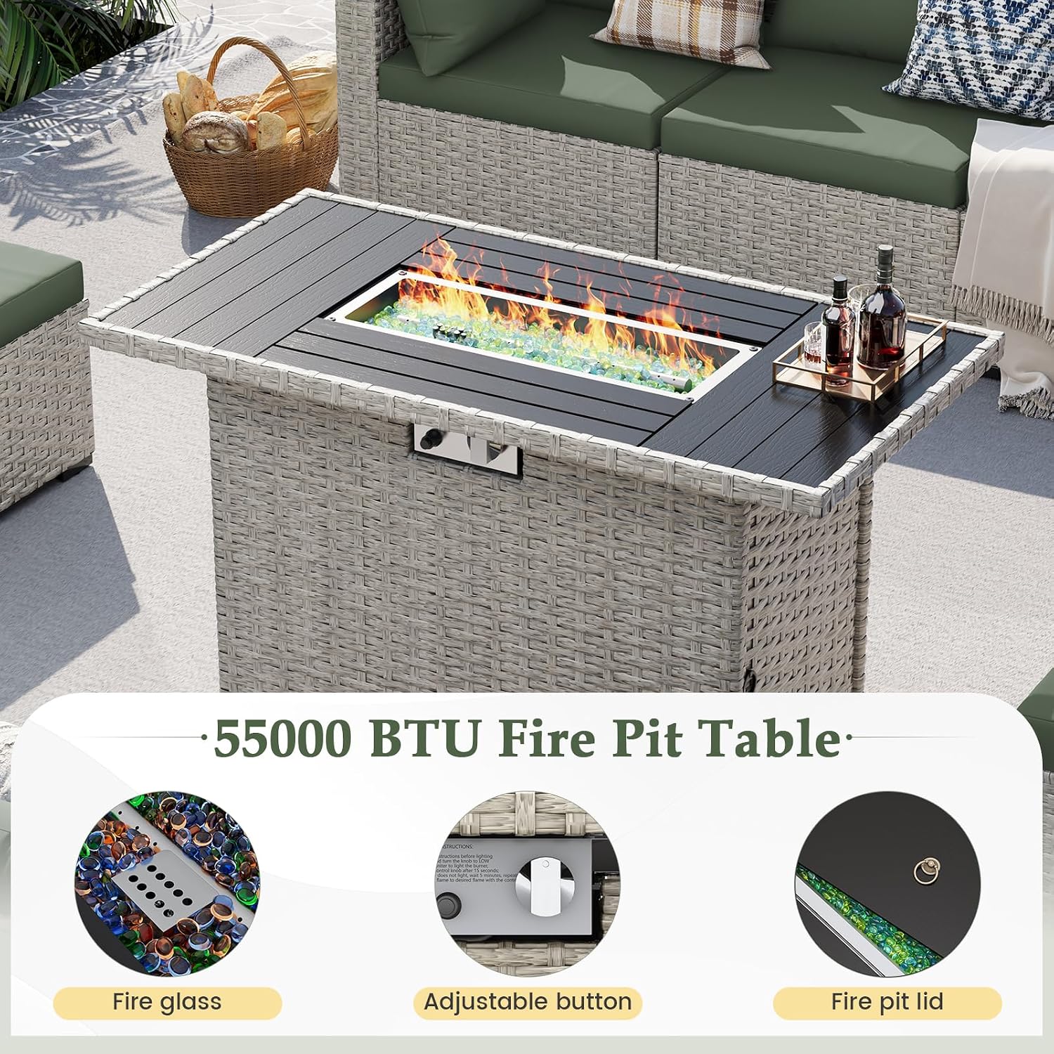 8-Seat Outdoor Sectional Sofa  - Outdoor Furniture Fire Pit Set ulasan dan harga