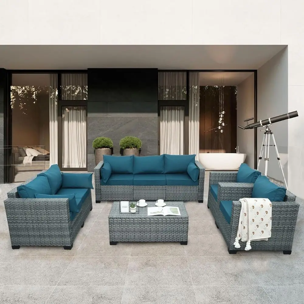5-Piece Outdoor Wicker Patio F - Outdoor Furniture With Storage For Cushions ulasan dan harga