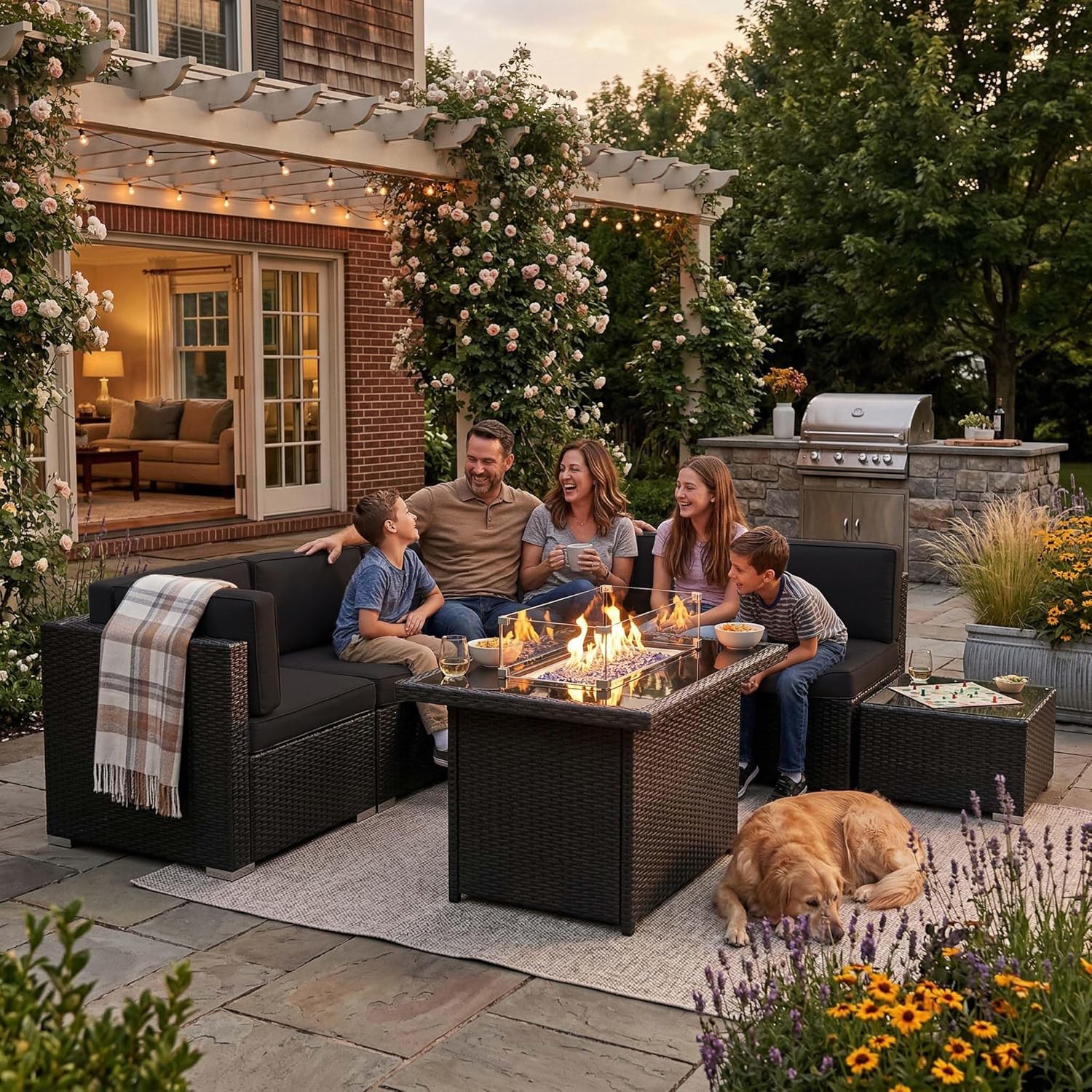 8 Pieces Patio Furniture Set w - Outdoor Furniture Fire Pit Set ulasan dan harga