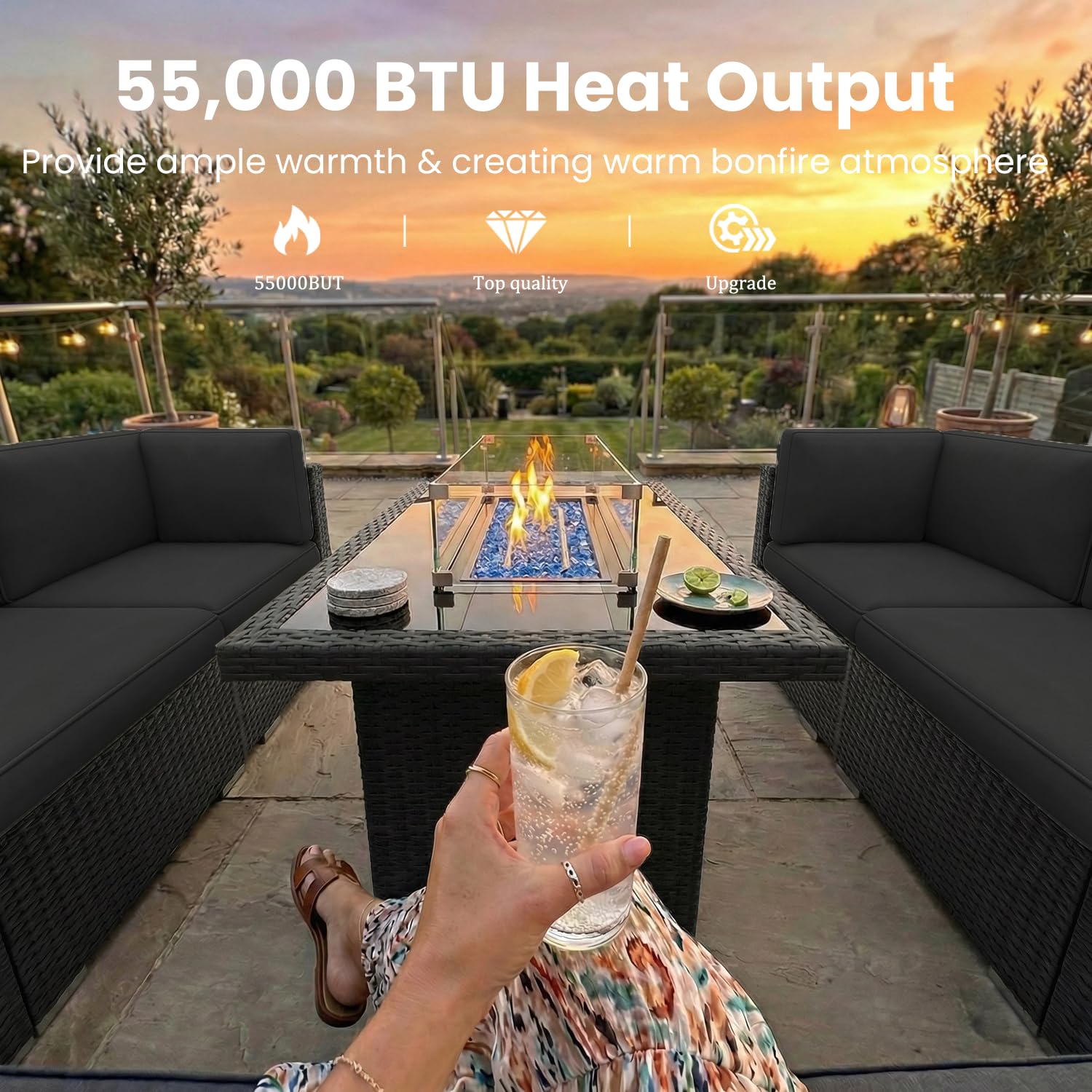 8 Pieces Patio Furniture Set w - Outdoor Furniture Fire Pit Set ulasan dan harga