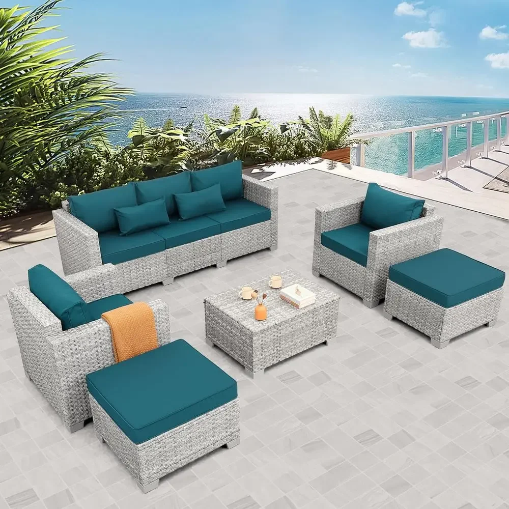 6-Piece Grey Wicker Outdoor Pa - Outdoor Furniture With Storage For Cushions ulasan dan harga