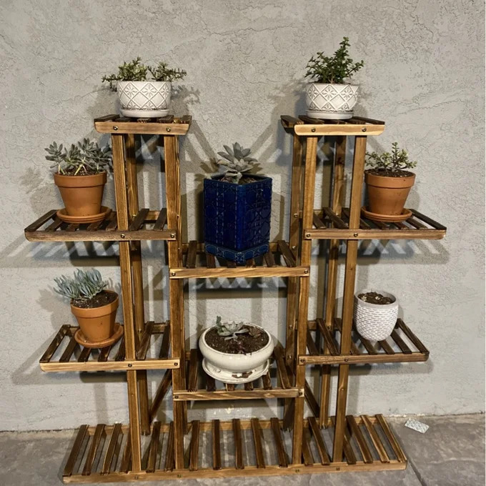 Wooden Plant Shelf Flower Pot  - Outdoor Furniture On Sale ulasan dan harga