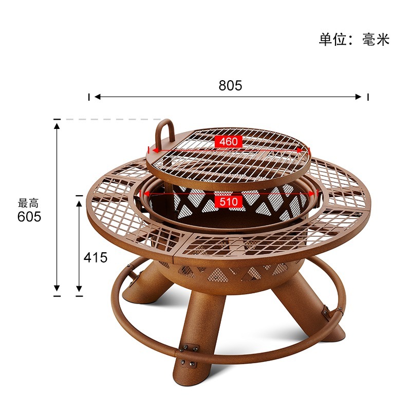 2026 Modern Outdoor Steel Char - Outdoor Furniture Fire Pit Set ulasan dan harga