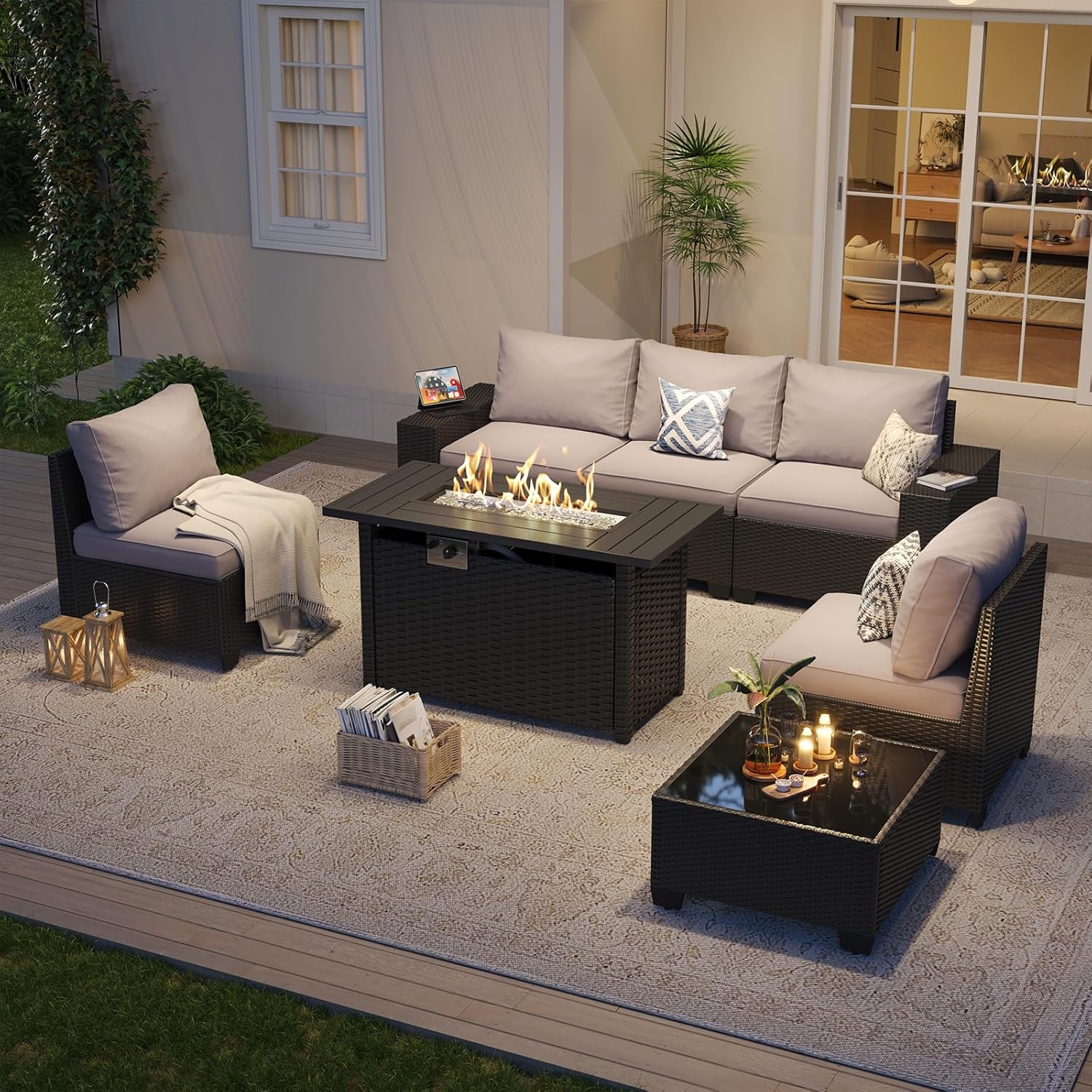 Outdoor Patio Furniture Set wi - Outdoor Furniture Fire Pit Set ulasan dan harga