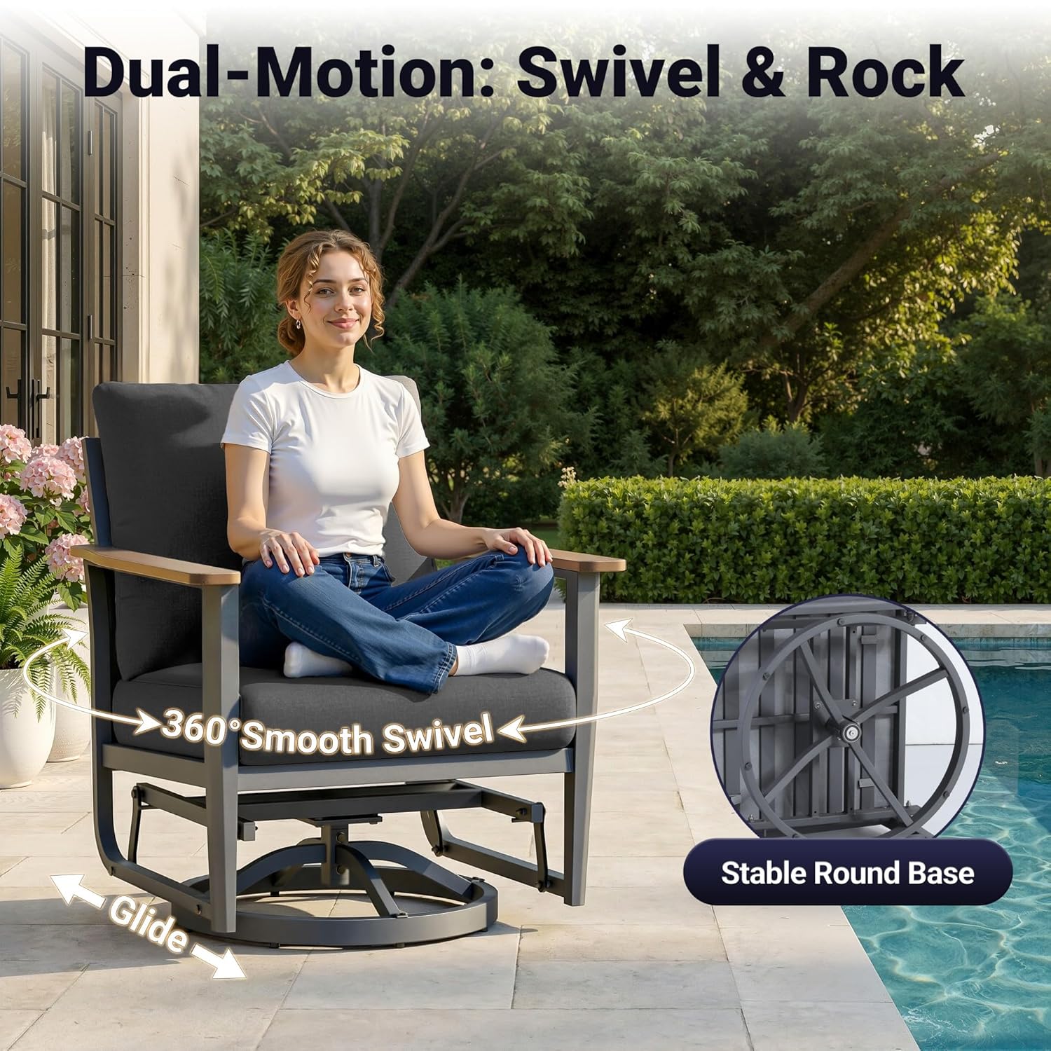 5pc Aluminum Patio Set Swivel  - Outdoor Furniture Fire Pit Set ulasan dan harga