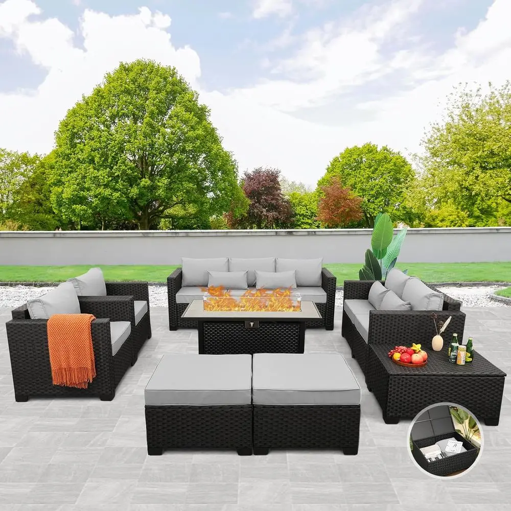 8-Piece Outdoor Furniture Set  - Outdoor Furniture Fire Pit Set ulasan dan harga