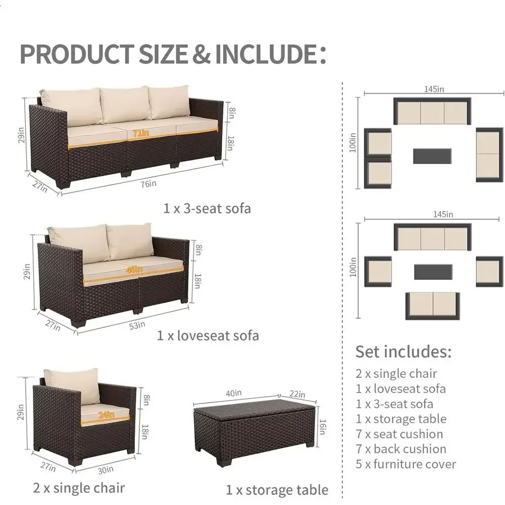 5-Piece Patio Furniture Set wi - Outdoor Furniture With Storage For Cushions ulasan dan harga