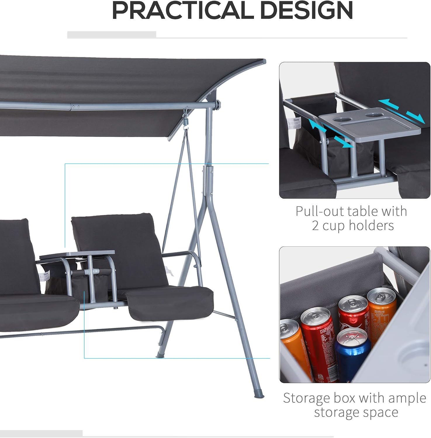 Outdoor 2 Person Porch Swing W - Outdoor Furniture With Storage For Cushions ulasan dan harga