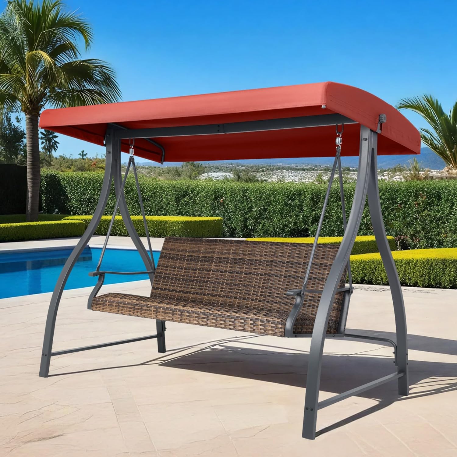 3-Seat Outdoor Porch Swing Adj - Outdoor Furniture Quick Dry ulasan dan harga