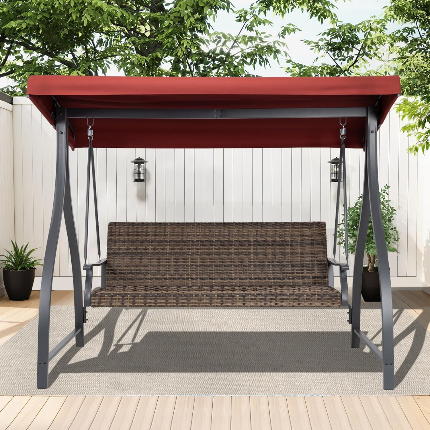 3-Seat Outdoor Porch Swing Adj - Outdoor Furniture Quick Dry ulasan dan harga
