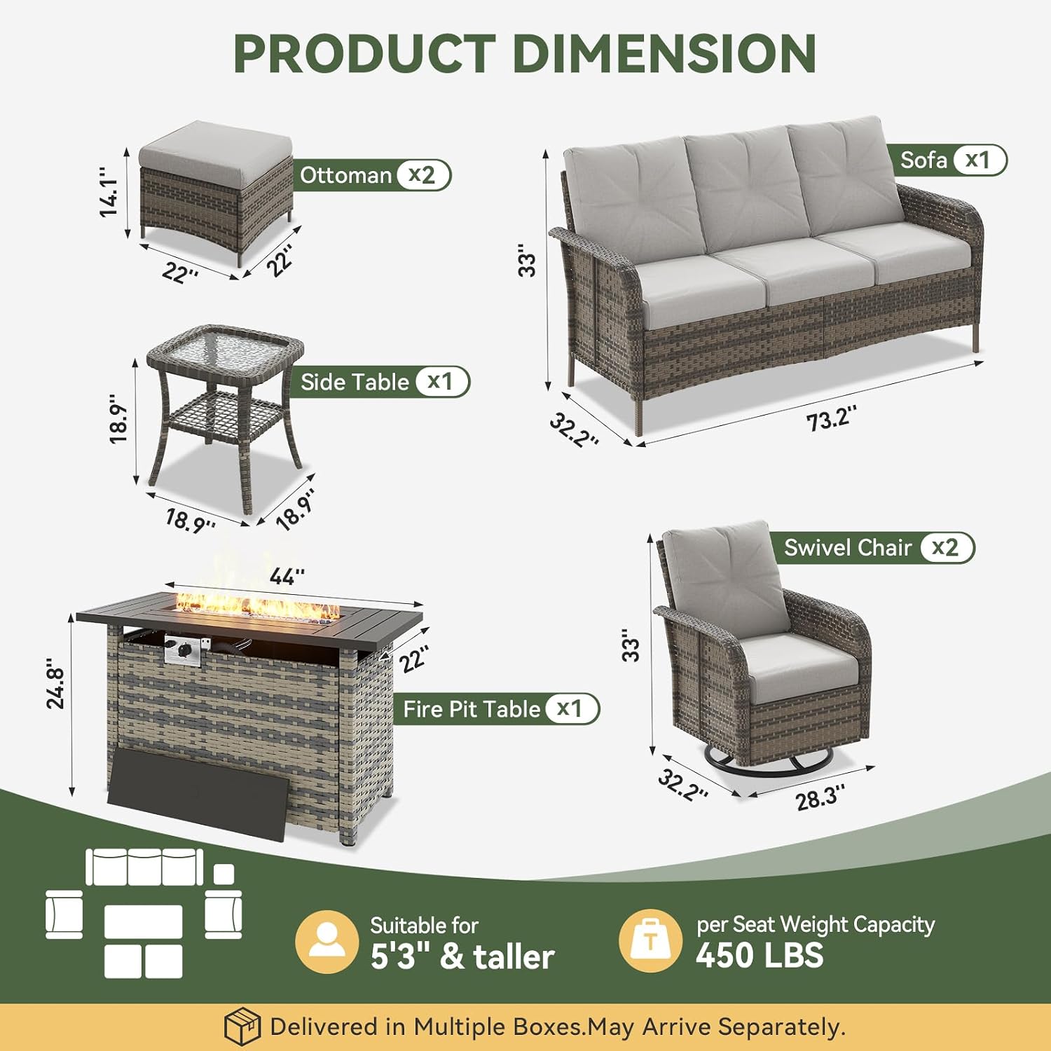 7-Piece Wicker Patio Set with  - Outdoor Furniture Fire Pit Set ulasan dan harga