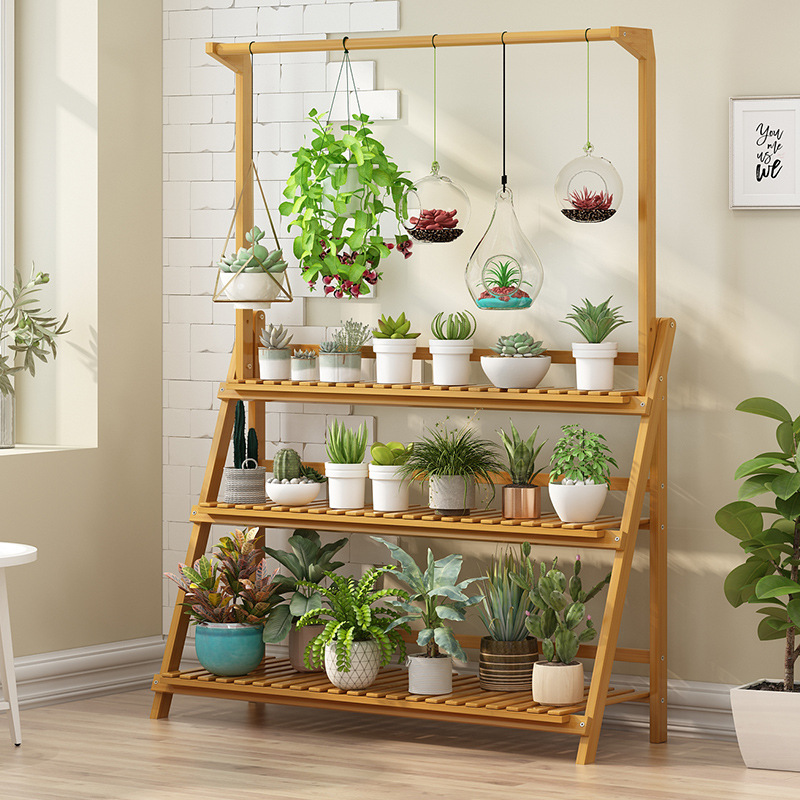 Folding Bamboo Plant Stand, Fl - Outdoor Furniture On Sale ulasan dan harga