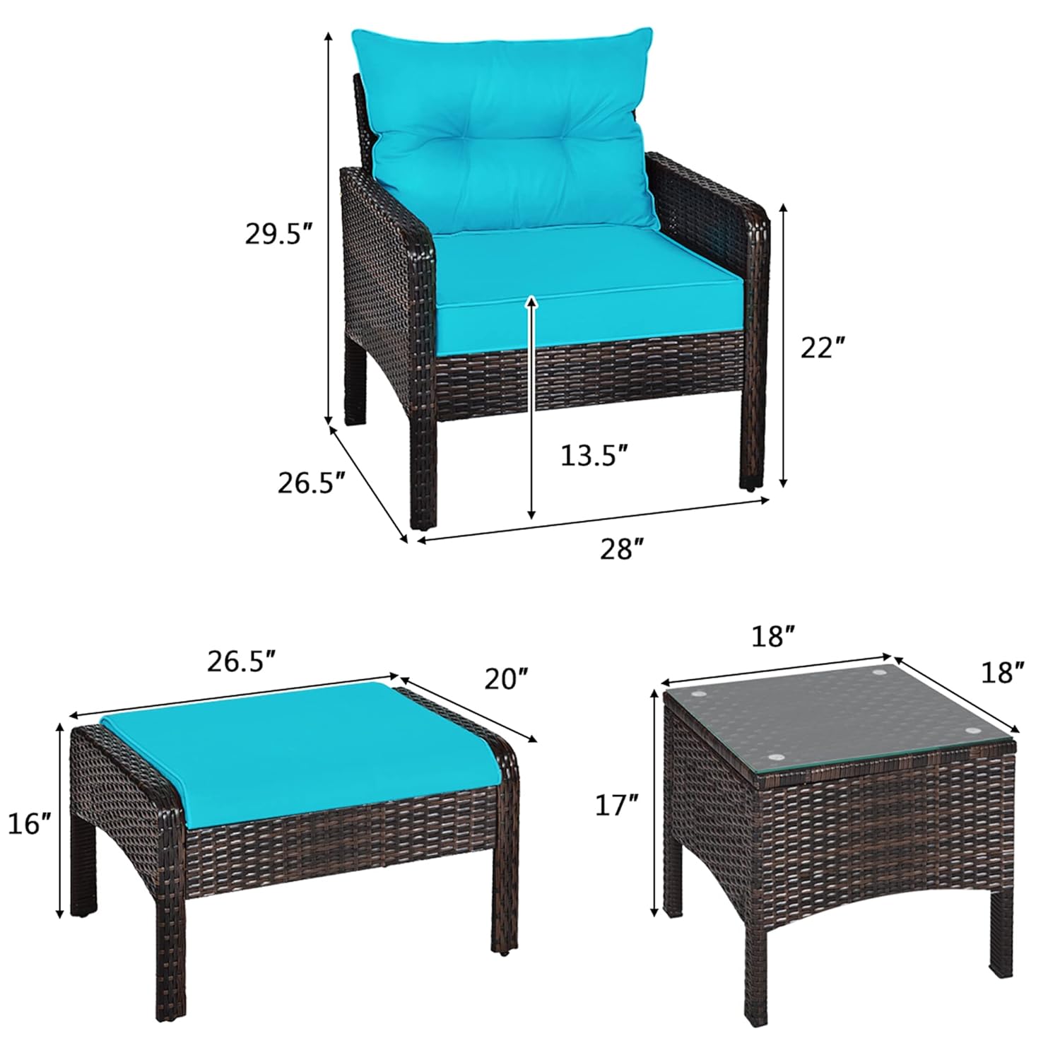 5 Piece Rattan Patio Set Cushi - Outdoor Furniture On Sale ulasan dan harga