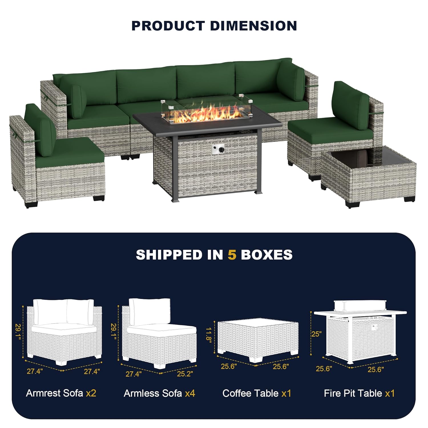 8-Piece Outdoor Patio Furnitur - Outdoor Furniture Fire Pit Set ulasan dan harga