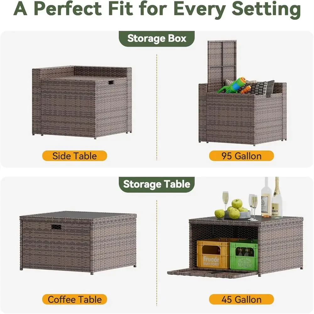 8-Piece Wicker Outdoor Furnitu - Outdoor Furniture With Storage For Cushions ulasan dan harga