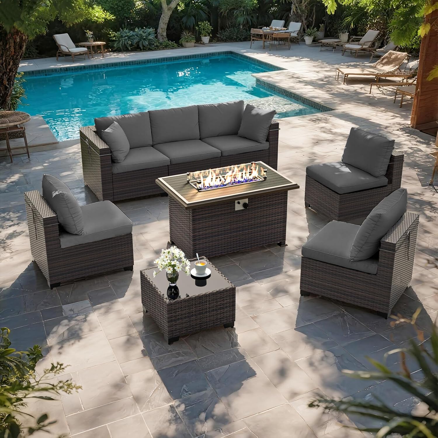 Patio Furniture Set with Fire  - Outdoor Furniture Fire Pit Set ulasan dan harga