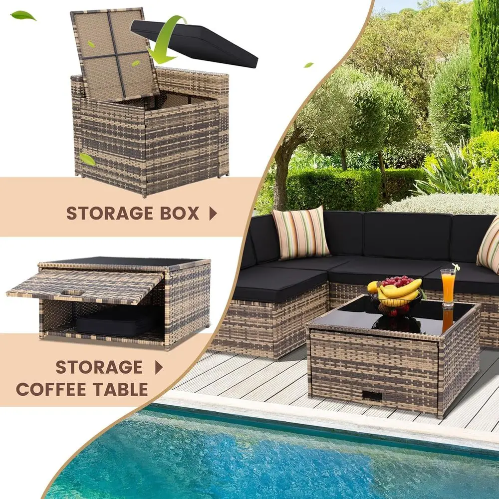 8-Piece Outdoor Wicker Section - Outdoor Furniture With Storage For Cushions ulasan dan harga