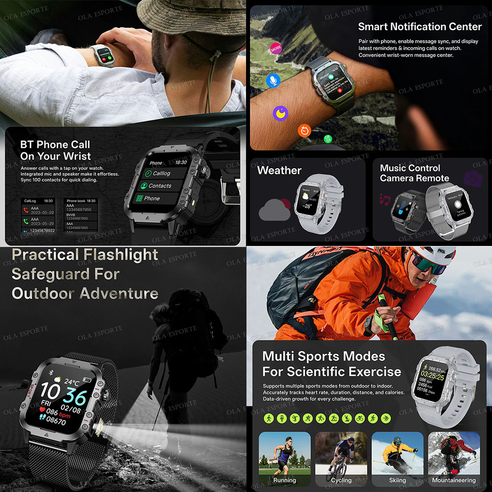 2026 Rugged Military Smart Wat - Outdoor Rug Waterproof ulasan dan harga